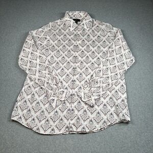 Club Room Luxury 100% Linen Print Button Shirt XL Mens Summer Casual